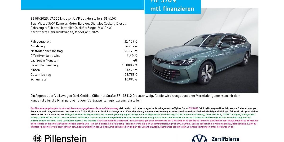 VW Passat 17.550 km 30.908 &euro; Fürth 90762